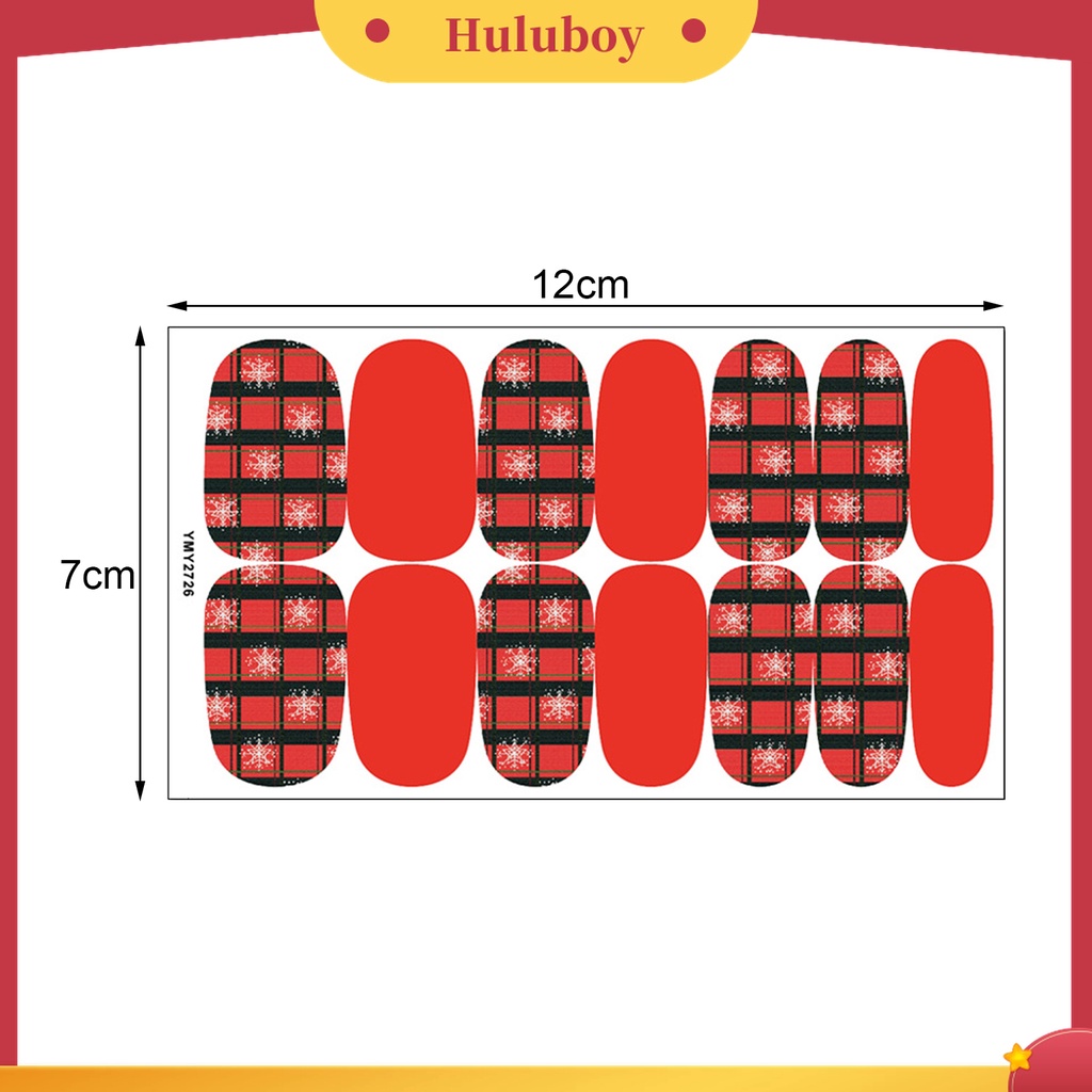 Huluboy Huluboy♡ Stiker Kuku Motif Kotak-Kotak Warna-Warni Untuk Dekorasi Natal
