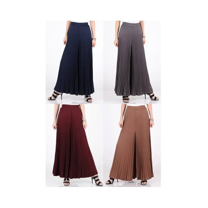 Celana Kain Cewek Fit Baggy Serra Pants Milano Premium Murah SM731 Kulot Plisket, Celana Kulot Plis