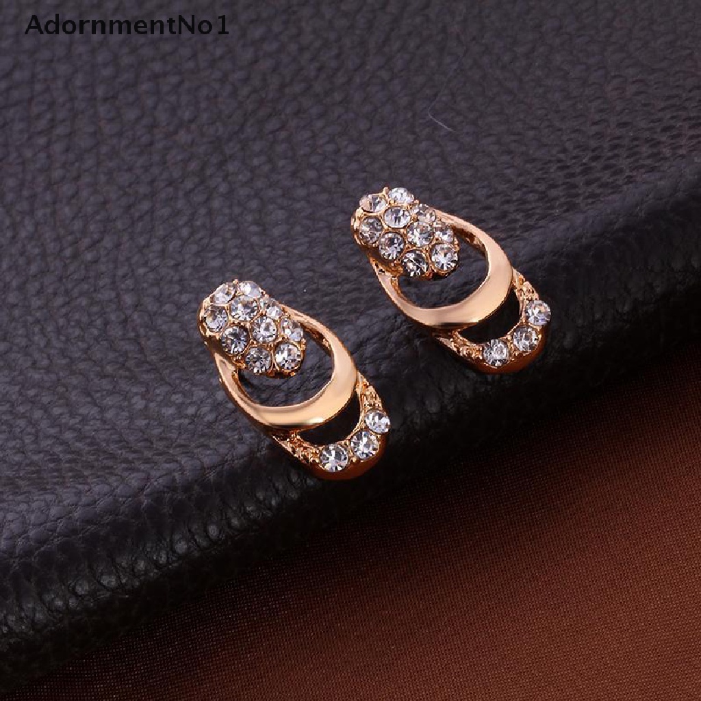 (AdornmentNo1) Set Kalung + Gelang + Cincin + Anting Gantung Panjang Tusuk Aksen Kristal + Rumbai Untuk Perhiasan Wanita / Bridesmaid