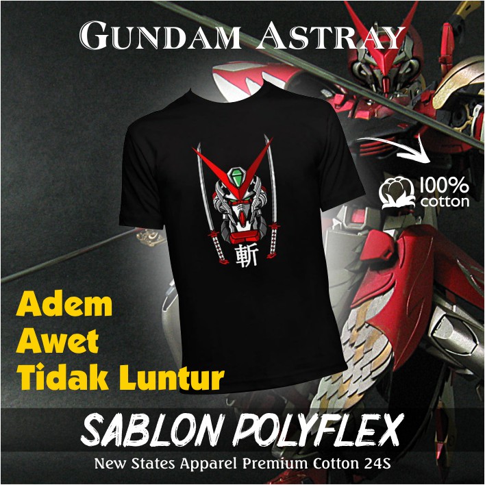 Kaos Gundam Astray Red Frame Gundam Red Frame pod print on demand satuan new states apparel
