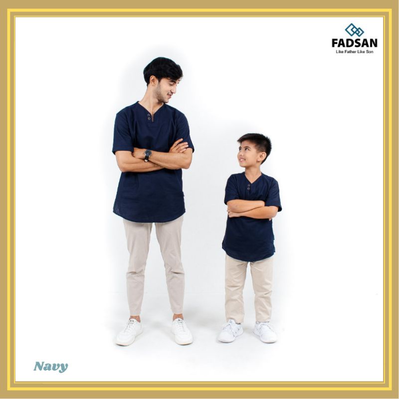 Mono series baju koko ayah dan anak model terbaru lengan pendek navy