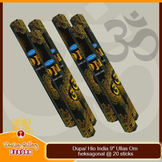 Dupa/ Hio India 9&quot; Ullas Om  heksagonal @ 20 sticks (6pack)