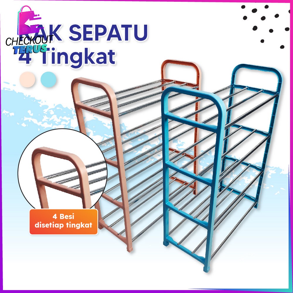 CT C99 Rak Sepatu Susun 4 Tingkat Portabel Multifungsi Bongkar Pasang Motif Polos Warna Organizer Rack Shoe Import