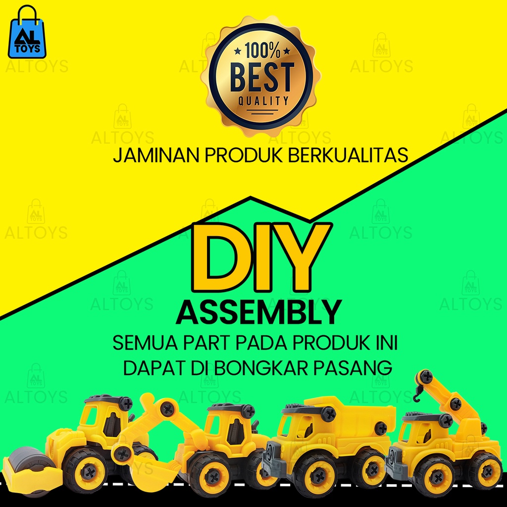 Mainan Anak DIY Mobil Truk Rakit Konstruksi / Garbage / Truk Sampah isi 4 / Mainan Bongkar Pasang Mobil Dengan Obeng 4 MODEL Mainan Edukasi KGP113