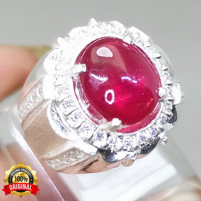 CINCIN BATU PERMATA NATURAL RUBY MERAH DELIMA ORIGINAL BAGUS