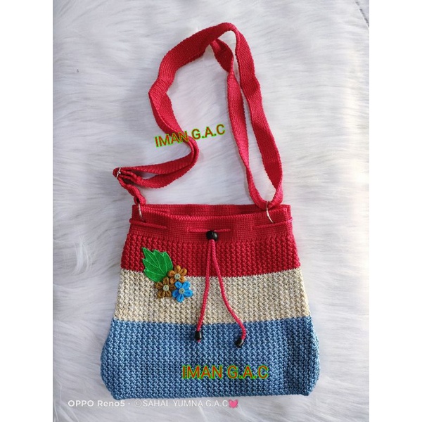 tas selempang rajut/sling bag rajut besar