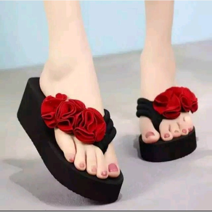 Sandal wedges anak bunga samping seri 26-35