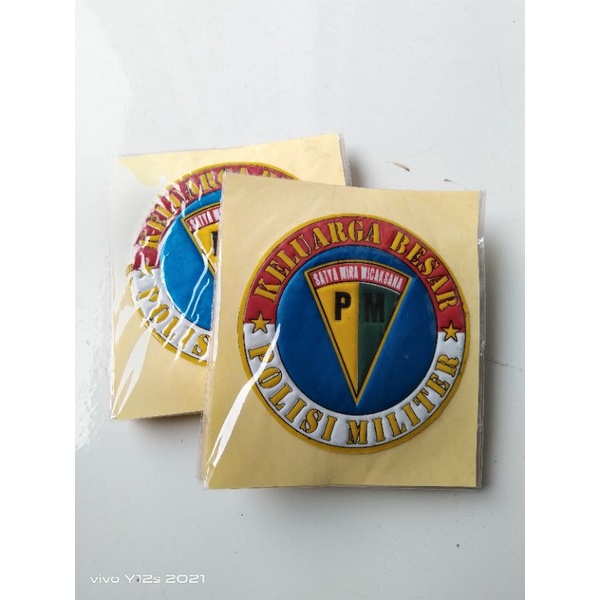 Stiker PM Polisi Militer TNI  Timbul Embos 6x7 cm Stiker Kopaska TNI AL Timbul Embos Motor Stiker