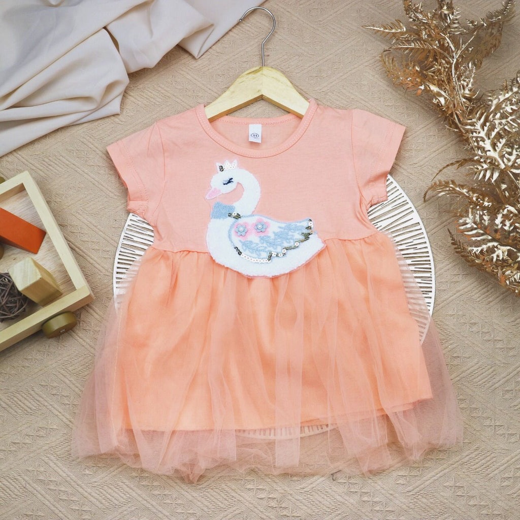 BARU! LIK014 - Dress Bayi 0-2 Tahun Anak Perempuan Cewek Tutu Tile Angsa 3D Katun Adem Fashion