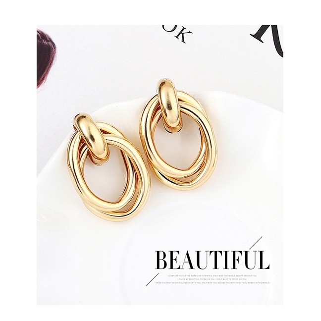 LRC Anting Tusuk Fashion Kc Large Round Cutout Earrings Y61818