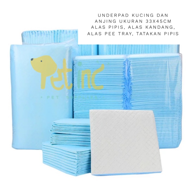 (satuan/eceran) Underpad kucing dan anjing ukuran 33x45cm Alas pipis,alas kandang,alas pee tray, tat