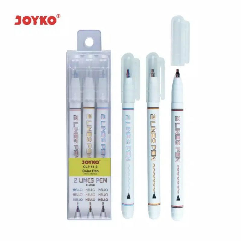 

CLP-51-3 Pulpen Warna 2 Line Colors Joyko 0.5 Mm Set 3 Pcs