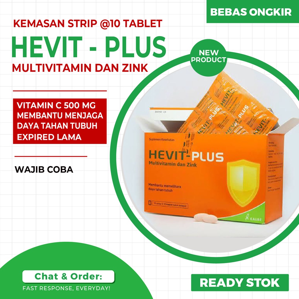 hevit plus vitamin C 500 Mg B1 B6 B12 E 30 IU Zinc multivitamin KALBE