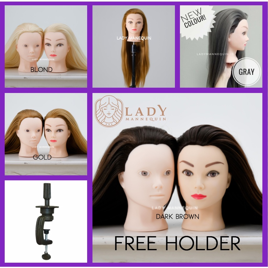 Jual LADY MANNEQUIN (SINTETIS) Manekin Kepala Patung Rambut Sintetis