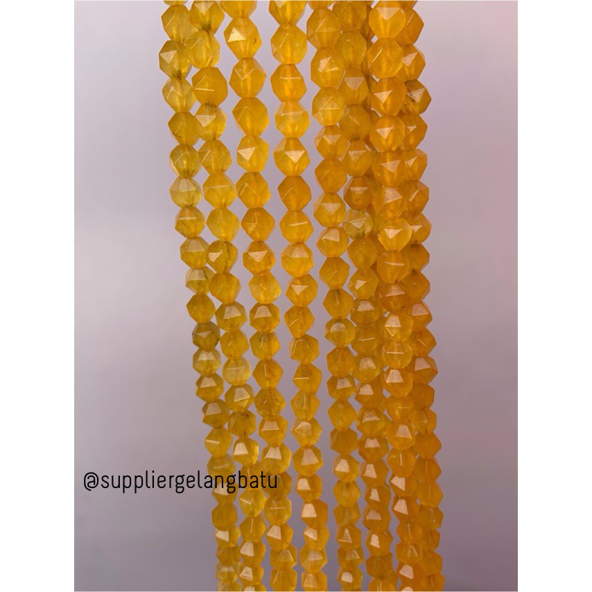 batu faceted hexagon Stone 8mm yellow agatis kuning aksesoris bahan