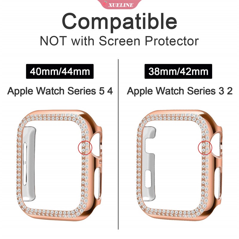 Case Bumper Pelindung Aksen Berlian Bling Ukuran 7 41mm 45mm 44mm 40mm 42mm 38mm Untuk iWatch series 3 4 5 6 se