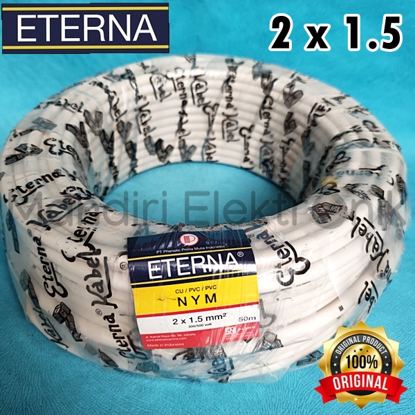 (Roll) Kabel Listrik Eterna NYM 2x1,5 Kawat Tembaga Per Roll 50 meter - Kabel Listrik Eterna Tunggal 1 Roll 50m 2 x 1.5