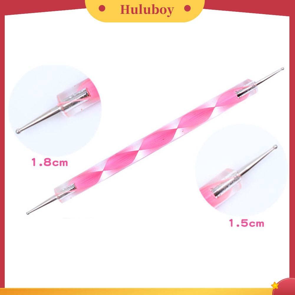 Huluboy Huluboy♡ 5pcs Pen Dotting Marbleizing 2 Sisi Untuk Nail Art DIY
