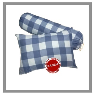 Sarung bantal &amp; sarung guling motif Terlaris Kotak &amp; Emily hitam/abu/putih/biru