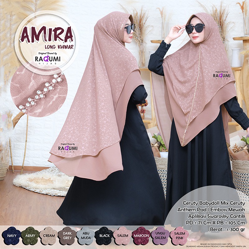 Khimar Payet Jumbo Syar'i Amira Original by Raqumi Hijab