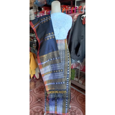 SONGKET PUCCA BINTIK WARNA NAVY TENUN TANGAN TARUTUNG