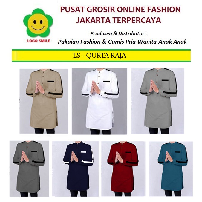 Qurta Raja  - Logo Smile (LS) - Ukuran S-3XL - Matt Katun Poplin