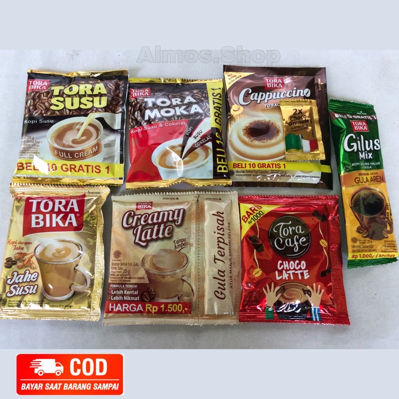 

TORABIKA Aneka Rasa Susu/Moca/Cappucino/Creamy latte/Jahe susu/Gula aren/Tora cafe Renceng