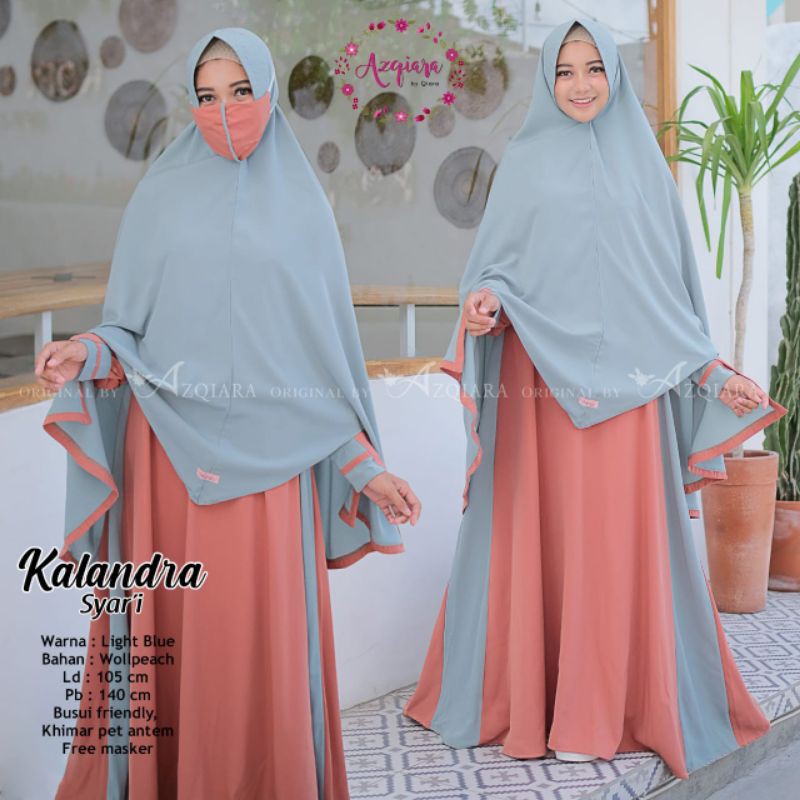 KALANDRA SYARI FREE MASKER gamis muslim syari polos original produk by qiara fashion