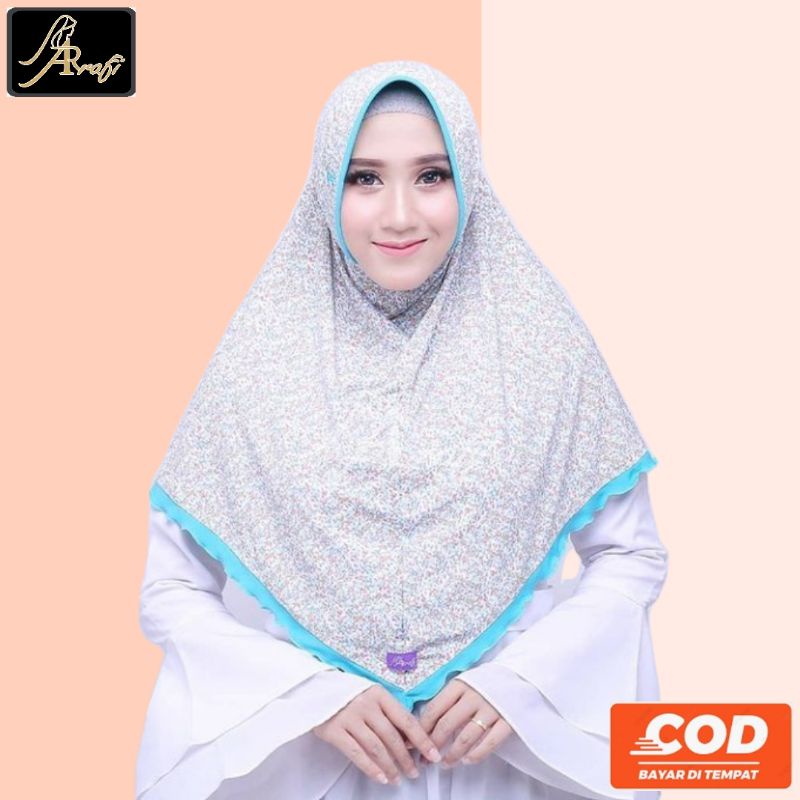 jilbab hijab Arrafi AR 196 kerudung krudung bergo kudung khimar instan jersey motif dewasa ibu ootd 