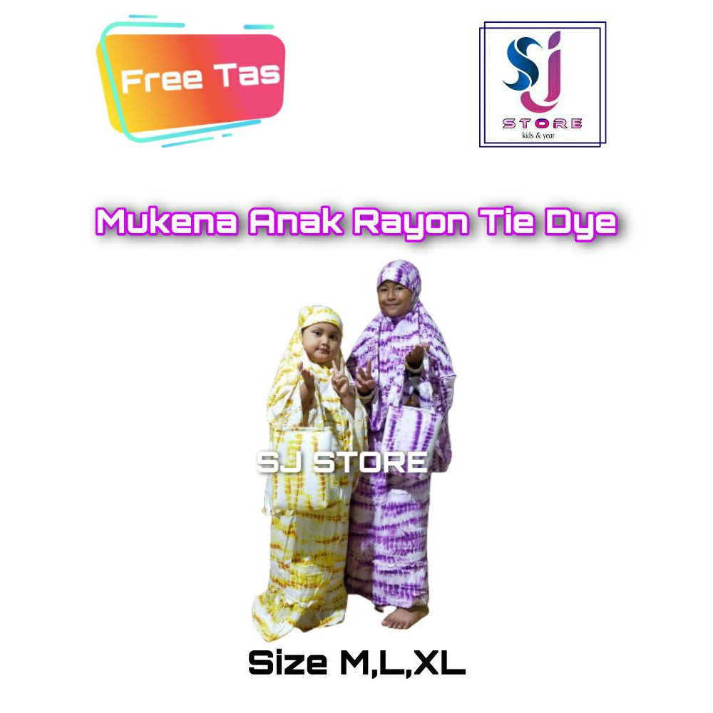 Mukenah Anak Perempuan / Mukena Anak Terbaru Rayon Tie Dye Fre Tas 1 - 10 Tahun