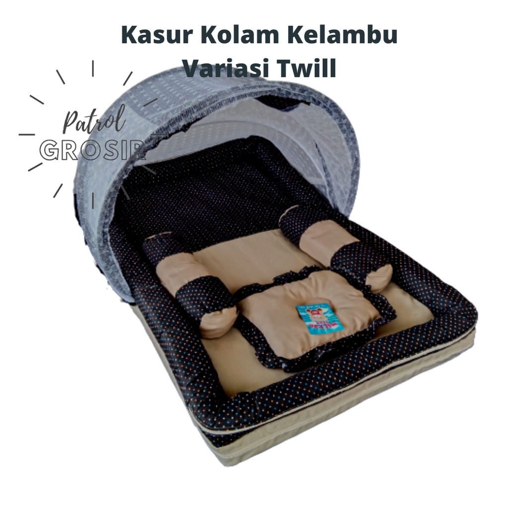 KASUR KOLAM KELAMBU TWILL VAREASI SET BANTAL GULING