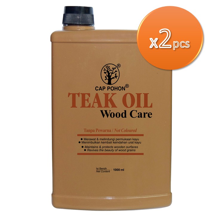 Cap Pohon Teak Oil Merawat Permukaan Kayu  Botol 1000ml x 2 