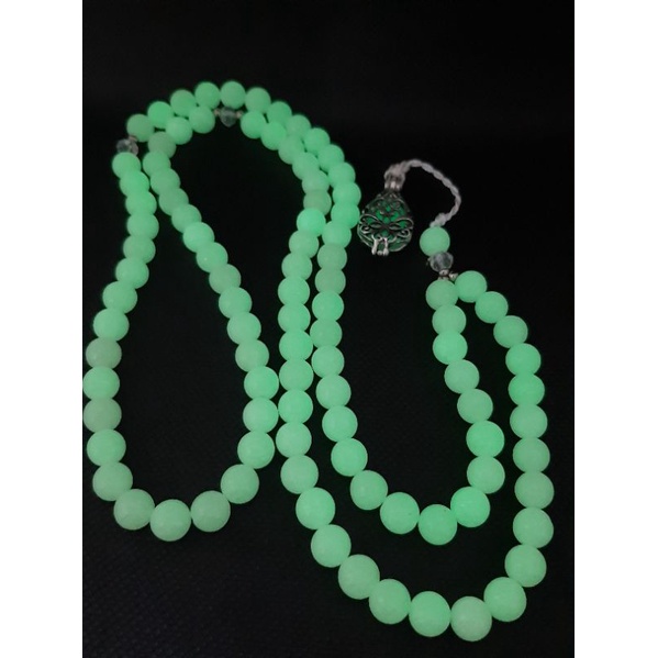 tasbih batu fosfor asli original bisa menyala dalam gelap bandul liontin bunga  top quality