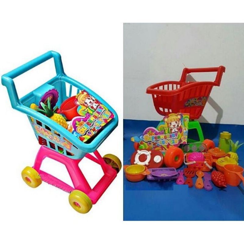 AJ Trolley Supermarket Set 918/Mainan Troli Belanja / Keranjang Belanja / Dorongan Belanja