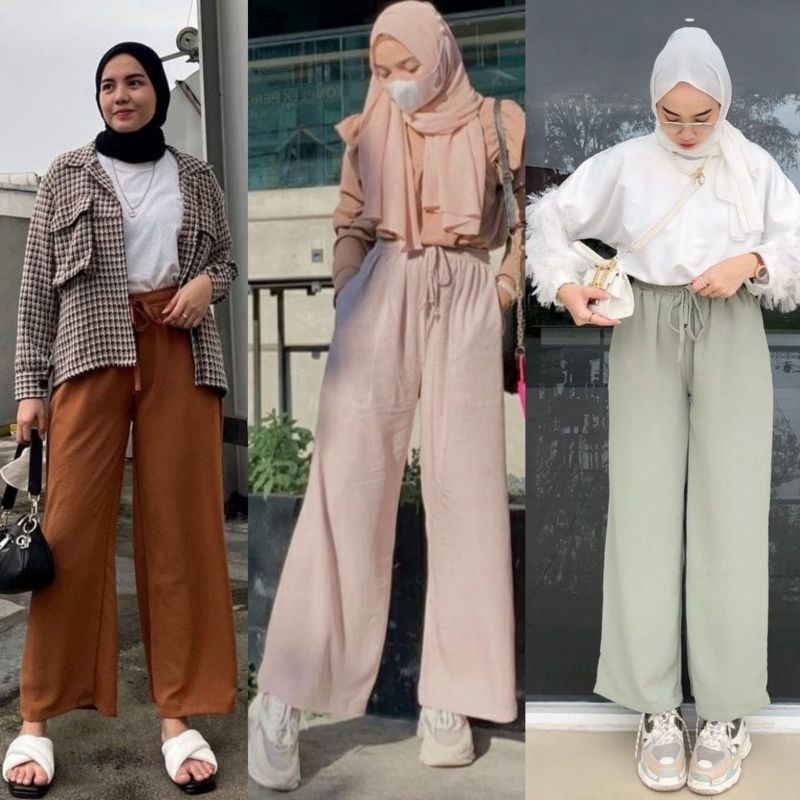 MB 01- Kulot Panjang wanita katun Crinkle airflow standar XL dan Jumbo 3L / XXL adem nyaman murah celana kerja / harian / santai