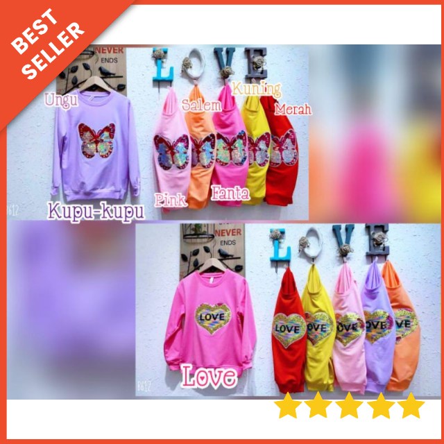 [4-9T] Sweater anak cewek import 4-9 tahun kerah mutiara import / baju atasan kaos sweater anak cewek usap import