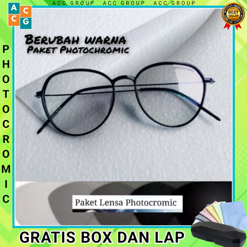 NEW KACAMATA FREE BOX DAN LAP PHOTOCROMIC AVIATOR MODEL OVAL KEREN UNISEX SUNGLASS