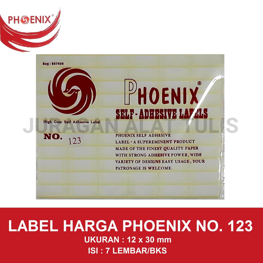 

LABEL HARGA / PRICE LABEL PHOENIX NO. 123