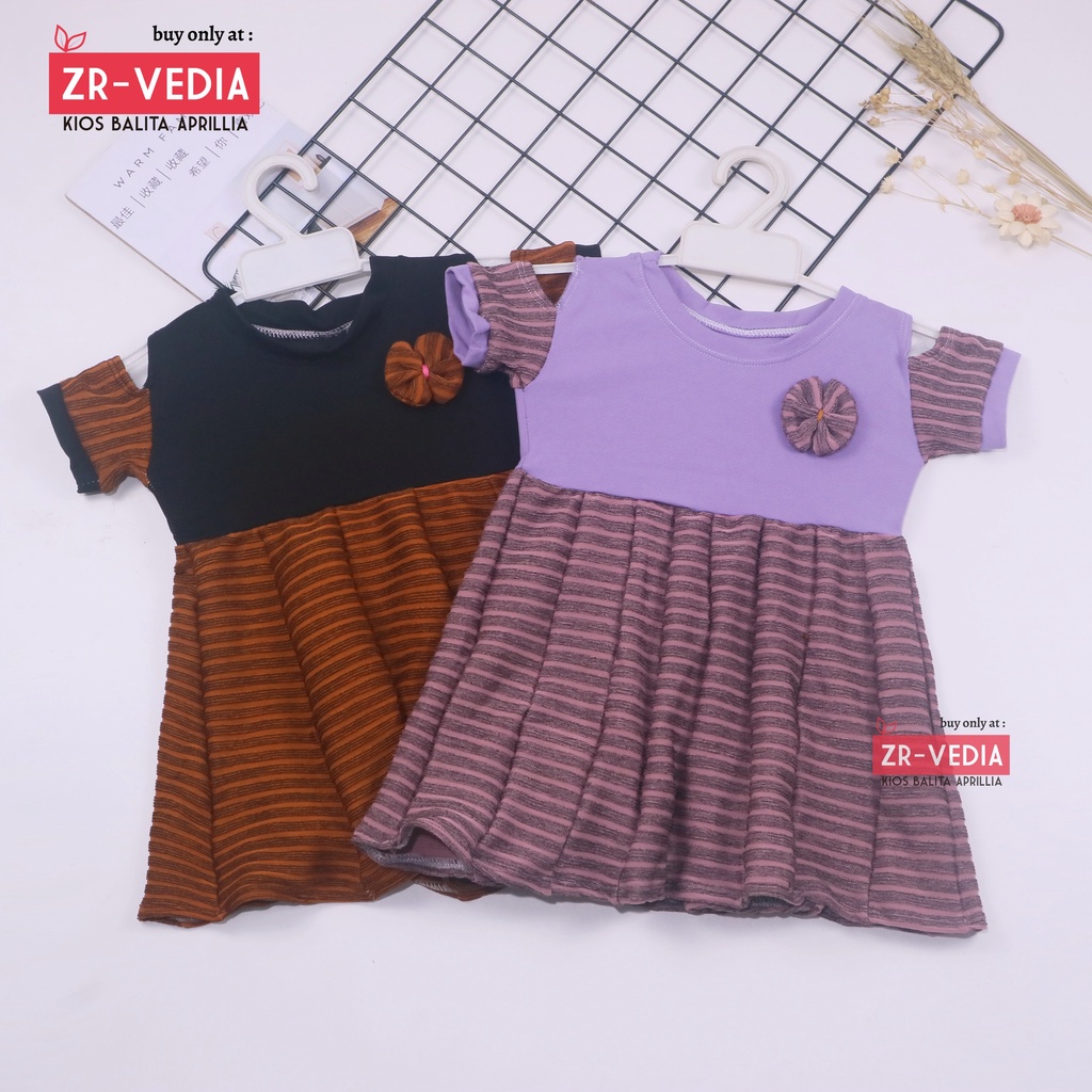 Dress Naura uk 1-2 Tahun / Dres Lengan Anak Perempuan  Murah Pesta Kaos Baju Gaun Lucu Motif