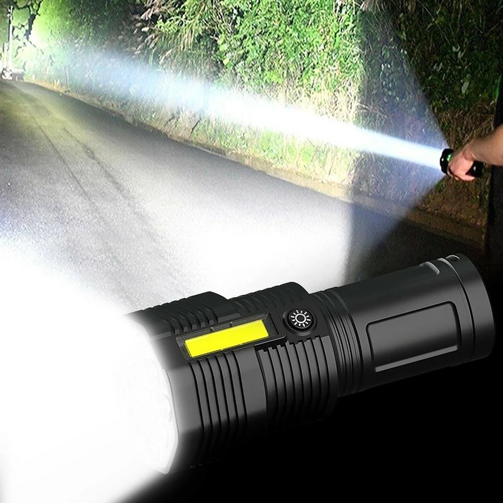 Lampu Senter 12 Led 4 Mode Super Terang Anti Air Charge USB Untuk Camping