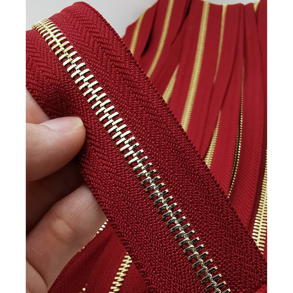 Daun Resleting (2 Arah) Besi Alloy No.5A BESI MURNI (163 Maroon) Emas Muda - Aksesoris Tas &amp; Dompet Wanita Fashion (IMPORT)