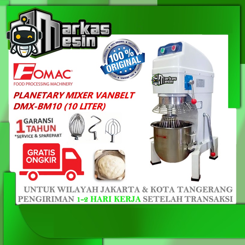 Planetary Dough Mixer Vanbelt 10 Liter Mixer Roti DMX-BM10 FOMAC