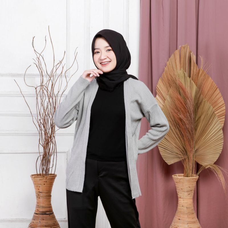 CARDIGAN RAJUT BERSKA PREMIUM TERLARIS MKM-Abu muda