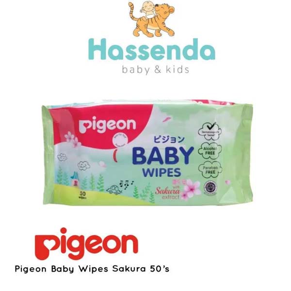 [ISI 50 LEMBAR] [BPOM] Pigeon Baby Wipes with Extract Sakura 50s | Tisu Basah Bayi_Cerianti