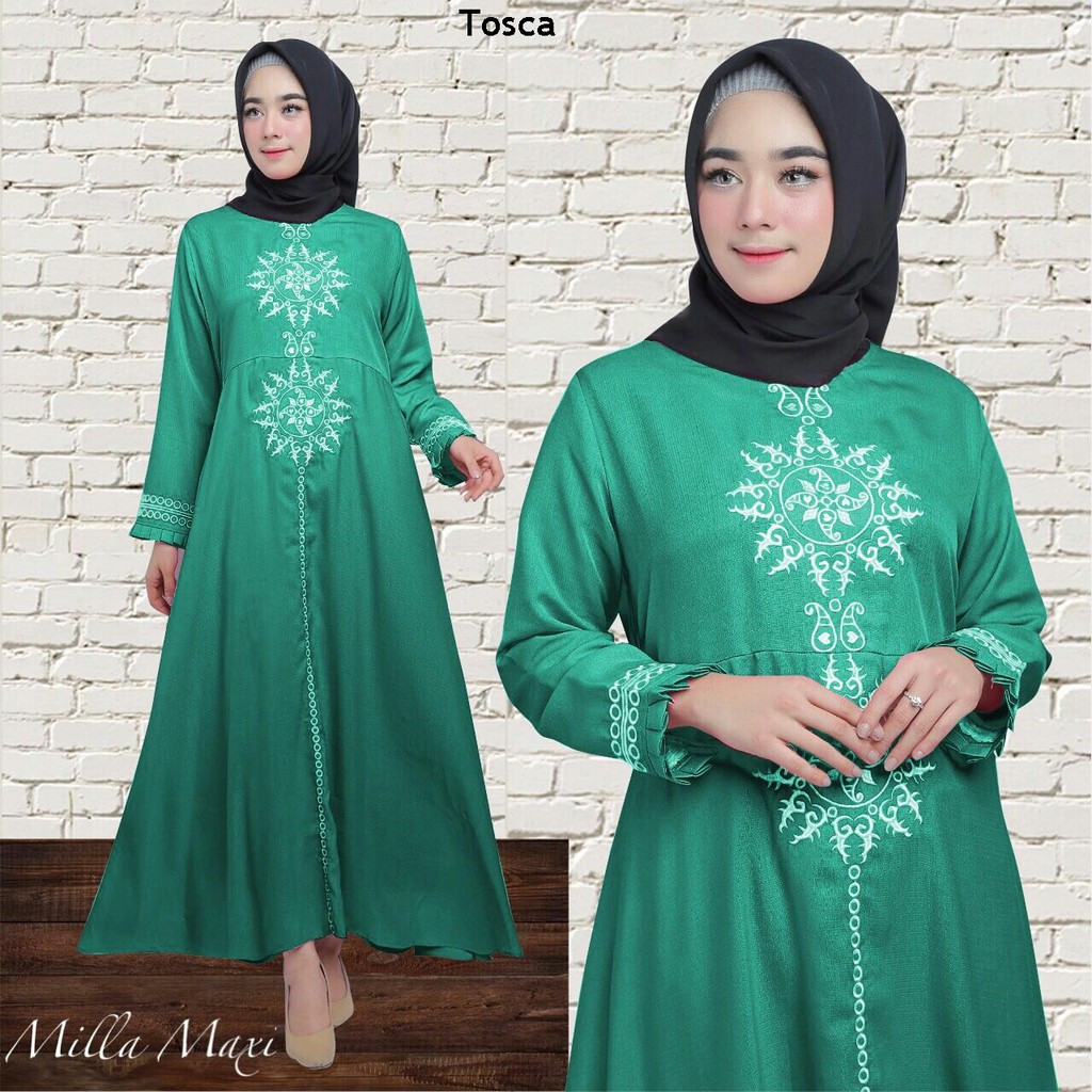 HOPYLOVY - Gamis Wanita Milla Maxi Bordir