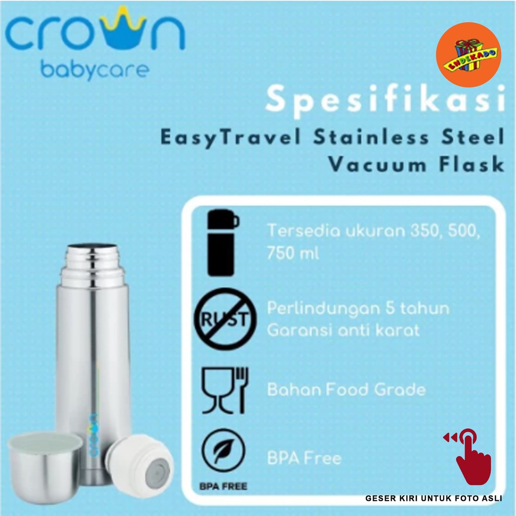 CROWN EASY TRAVEL VACUUM FLASK CR 1538 -CR 1638 - CR 1738 - Termos Air