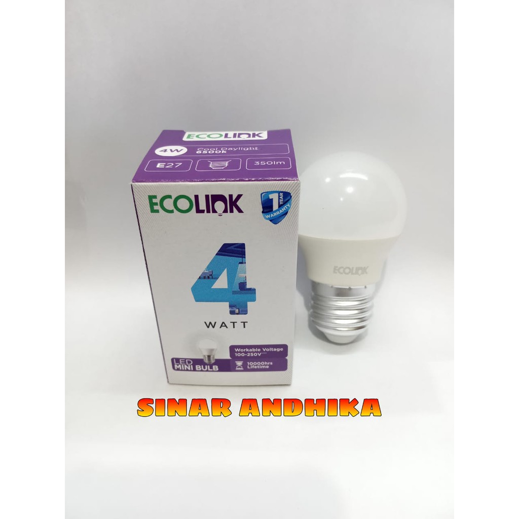 LAMPU LED BULB ECOLINK WARNA PUTIH 4 WATT