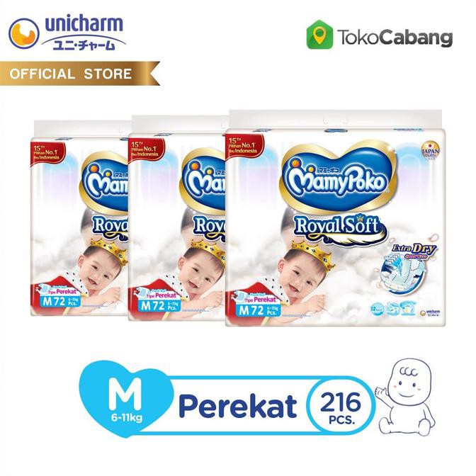 MamyPoko Popok Perekat Royal Soft - M 72 - Karton Isi 3