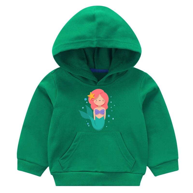 HOODIE ANAK WANITA CARTOON MERMAID - ATASAN LUCU KEKINIAN PREMIUM