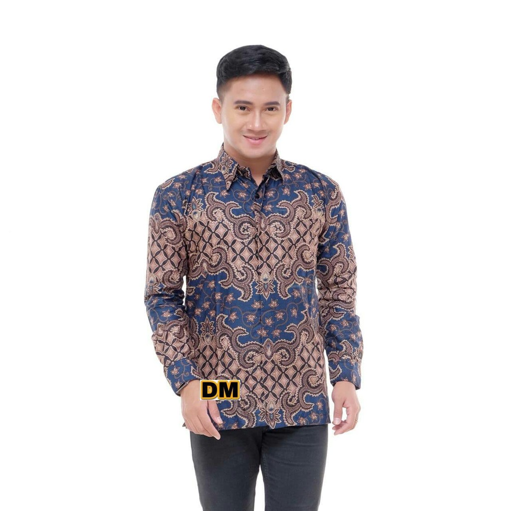 Kemeja Batik Hem Pria Atasan Formal Baju Kerja Motif Unik Lengan Panjang Seragam Kuliah Kantor MTD 6